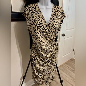 Amazon Tan and Black Animal Print knee lengthDress